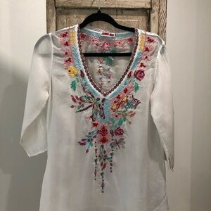 Like New! Super Cute! Johnny Was Embroidered V-Neck Tunic